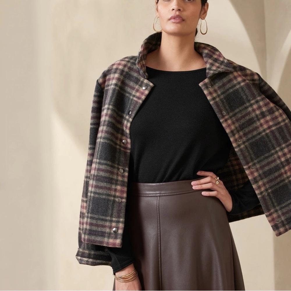 Banana Republic Checkered Teddy Jacket - Black and Pink - Picture 6 of 6